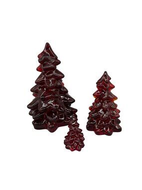 Mosser Christmas Holiday Tree Set 3 Ruby Red Glass